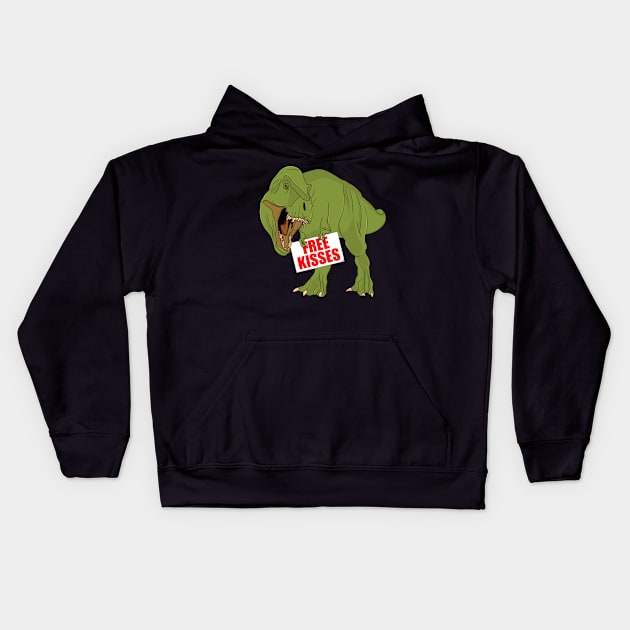 Free kisses t rex Kids Hoodie by zaymen.bouragba